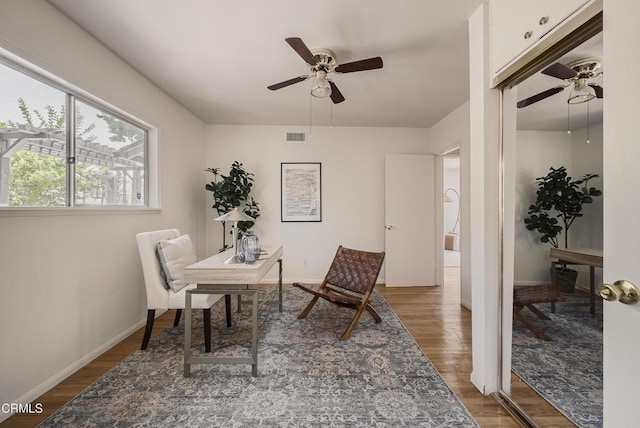 3254 Los Olivos Ln, La Crescenta, CA 91214 - office space with a ceiling fan and wood finished floors