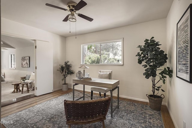 3254 Los Olivos Ln, La Crescenta, CA 91214 - office with wood finished floors and ceiling fan