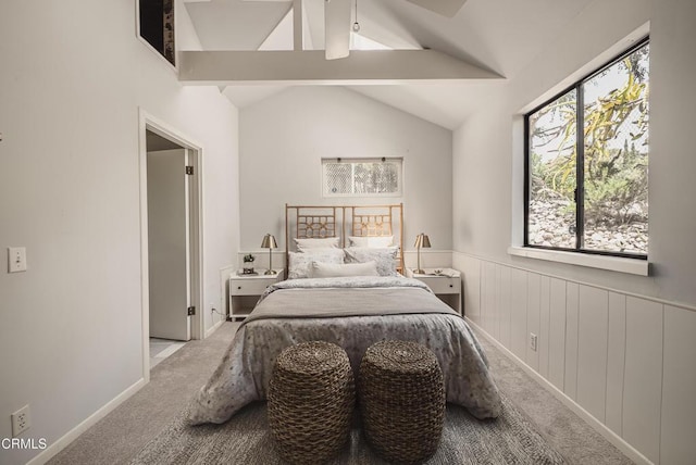 3254 Los Olivos Ln, La Crescenta, CA 91214 - bedroom with lofted ceiling, carpet flooring, a wainscoted wall, and ceiling fan