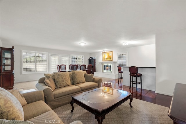 4790 Adam Rd, Simi Valley, CA 93063 - living area with a glass covered fireplace and wood finished floors