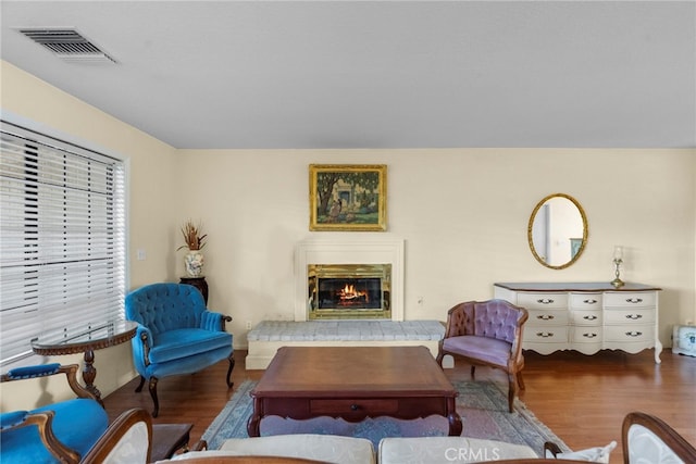 4790 Adam Rd, Simi Valley, CA 93063 - living area featuring wood finished floors and a glass covered fireplace
