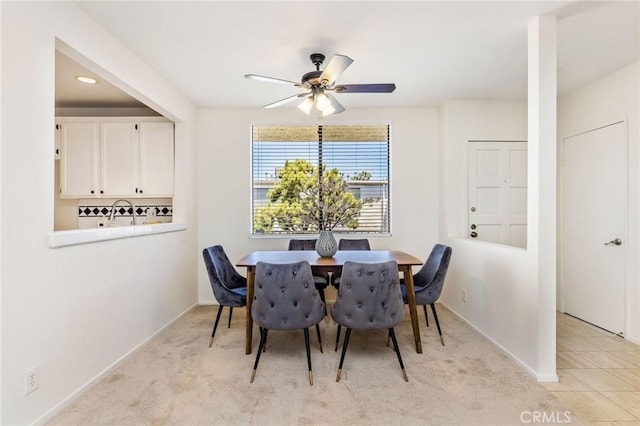 14315 Riverside Dr Unit 209, Sherman Oaks, CA 91423 - dining room with a ceiling fan, light carpet, and recessed lighting
