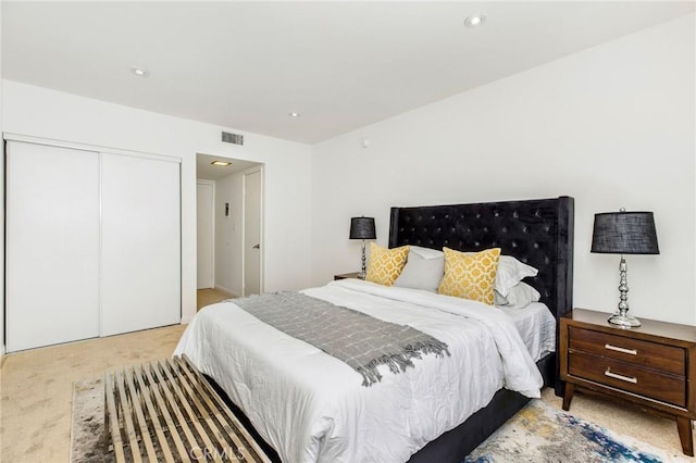14315 Riverside Dr Unit 209, Sherman Oaks, CA 91423 - bedroom with light colored carpet, a closet, and recessed lighting