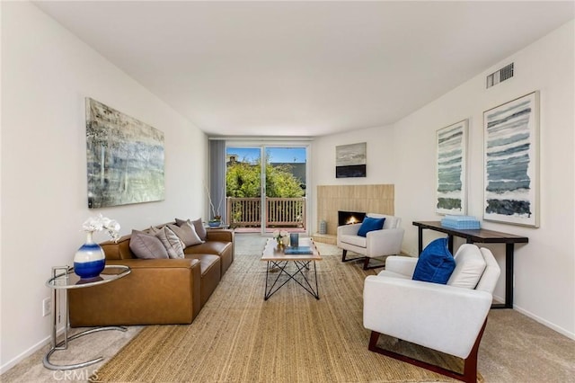 14315 Riverside Dr Unit 209, Sherman Oaks, CA 91423 - carpeted living area with a fireplace and baseboards