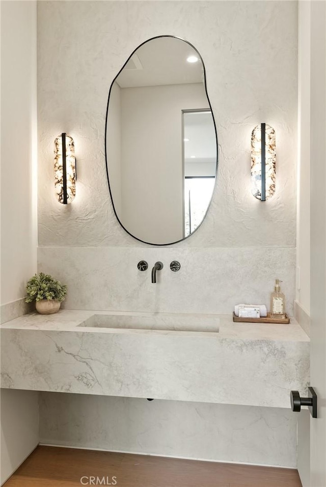 14738 Otsego St, Sherman Oaks, CA 91403 - bathroom featuring vanity and wood finished floors