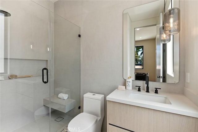 14738 Otsego St, Sherman Oaks, CA 91403 - full bath with a shower stall, vanity, and tile walls