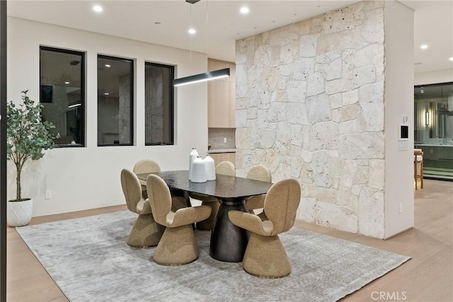 14738 Otsego St, Sherman Oaks, CA 91403 - dining space featuring light wood-type flooring and recessed lighting