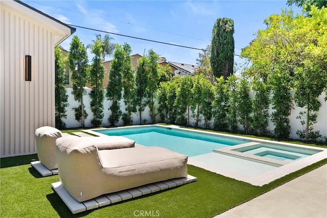 14738 Otsego St, Sherman Oaks, CA 91403 - view of swimming pool with an in-ground hot tub and a fenced backyard