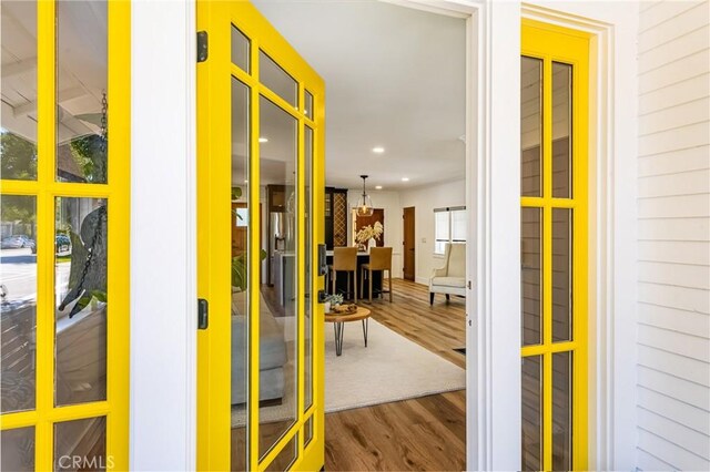 705 E Palm Ave, Orange, CA 92866 - hallway featuring wood finished floors and recessed lighting
