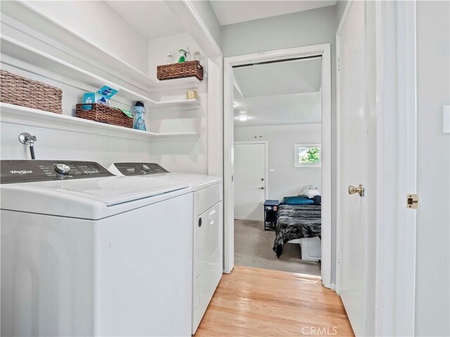 1511 N Maple St, Burbank, CA 91505 - washroom featuring washing machine and clothes dryer and light wood finished floors