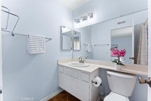 17300 Azalea Ct, La Puente, CA 91744 - bathroom with vanity, tile patterned floors, and curtained shower