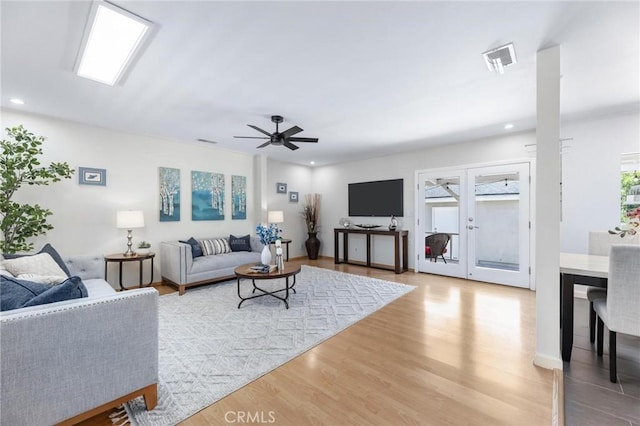 16728 Los Alimos St, Granada Hills, CA 91344 - living room with light wood-style floors, recessed lighting, and ceiling fan