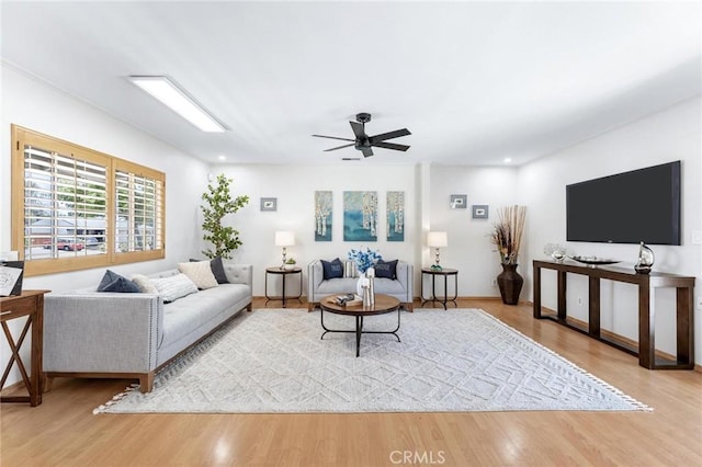 16728 Los Alimos St, Granada Hills, CA 91344 - living room featuring wood finished floors and a ceiling fan