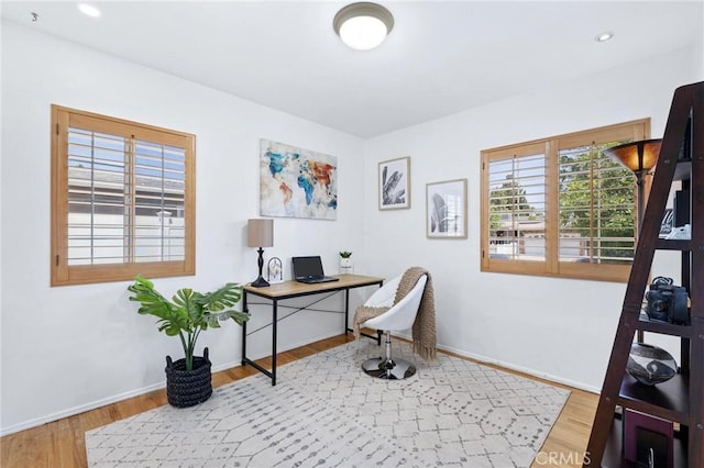 16728 Los Alimos St, Granada Hills, CA 91344 - office area featuring wood finished floors and baseboards