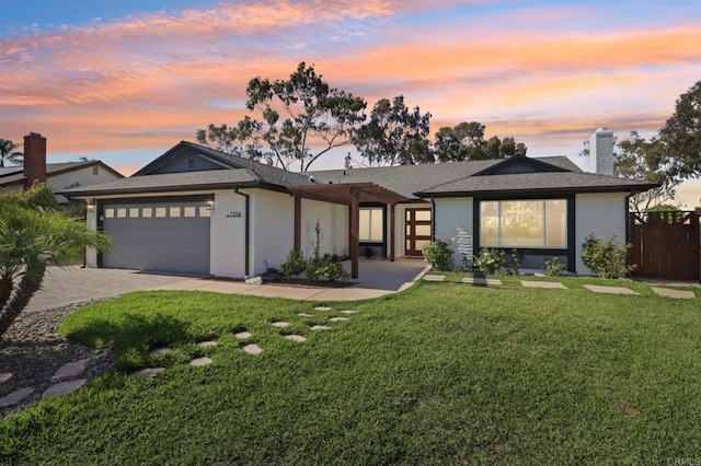 1358 Walnutview Dr, Encinitas, CA 92024 - ranch-style home featuring a garage, driveway, and a chimney