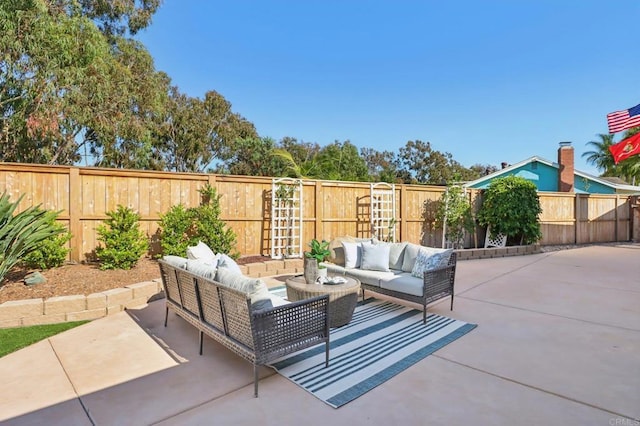 1358 Walnutview Dr, Encinitas, CA 92024 - fenced backyard featuring an outdoor hangout area and a patio