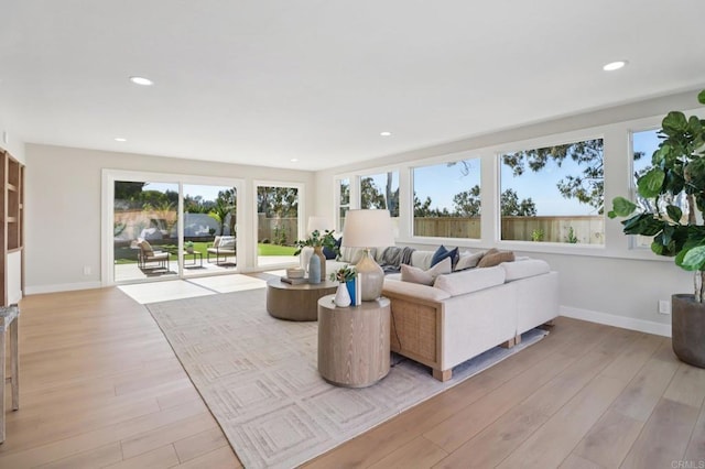 1358 Walnutview Dr, Encinitas, CA 92024 - living area featuring light wood finished floors and recessed lighting