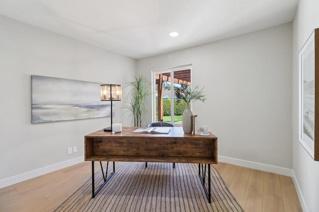 1358 Walnutview Dr, Encinitas, CA 92024 - home office with wood finished floors and recessed lighting