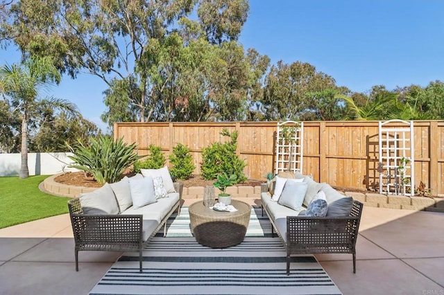 1358 Walnutview Dr, Encinitas, CA 92024 - fenced backyard featuring outdoor lounge area and a patio