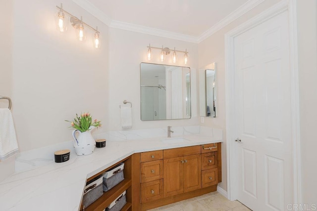 2740 E Bainbridge Rd, San Diego, CA 92106 - full bathroom featuring vanity and ornamental molding