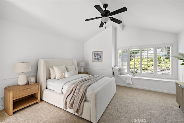 18 Saint Thomas, Laguna Niguel, CA 92677 - bedroom with light colored carpet, vaulted ceiling, and a ceiling fan