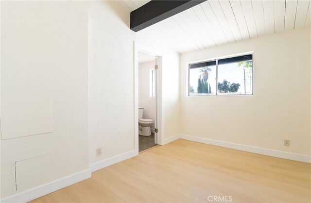 13870 Larwin Rd, La Mirada, CA 90638 - unfurnished bedroom featuring wood finished floors, wood ceiling, and ensuite bathroom
