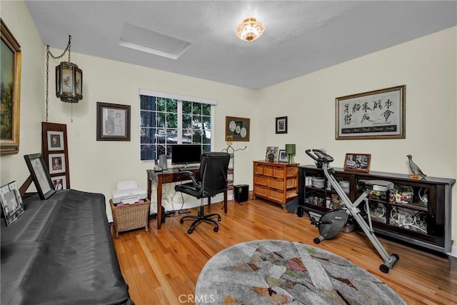 16635 Mountain View Dr, Cobb, CA 95426 - office with attic access and wood finished floors