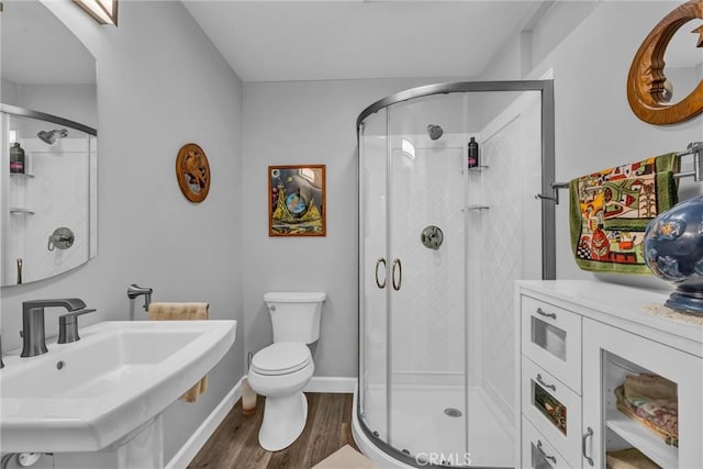 16635 Mountain View Dr, Cobb, CA 95426 - full bath featuring wood finished floors and a stall shower