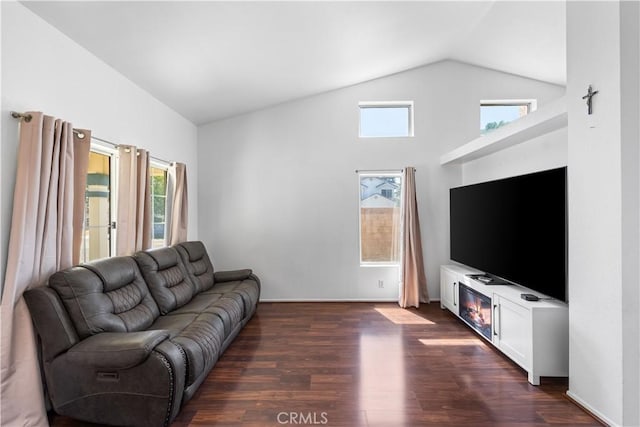 2019 Greentree St, Lancaster, CA 93535 - living area featuring vaulted ceiling and dark wood finished floors