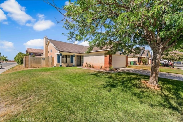 2019 Greentree St, Lancaster, CA 93535 - view of front facade featuring concrete driveway, a garage, a chimney, and stucco siding