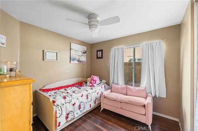 2019 Greentree St, Lancaster, CA 93535 - bedroom featuring dark wood-style flooring and a ceiling fan