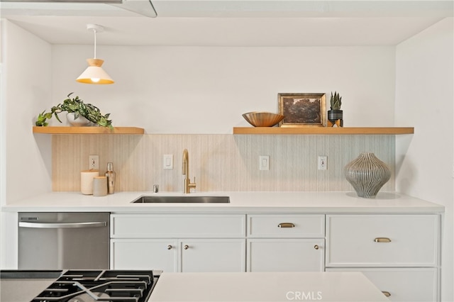 5839 Los Santos Way, Buena Park, CA 90620 - kitchen with open shelves, dishwasher, and white cabinets