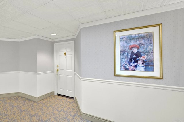 1508 Circa Del Lago Unit B205, San Marcos, CA 92078 - carpeted empty room featuring ornamental molding and a wainscoted wall