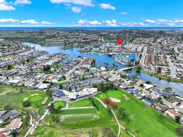 1508 Circa Del Lago Unit B205, San Marcos, CA 92078 - aerial overview of property's location featuring a nearby body of water and nearby suburban area