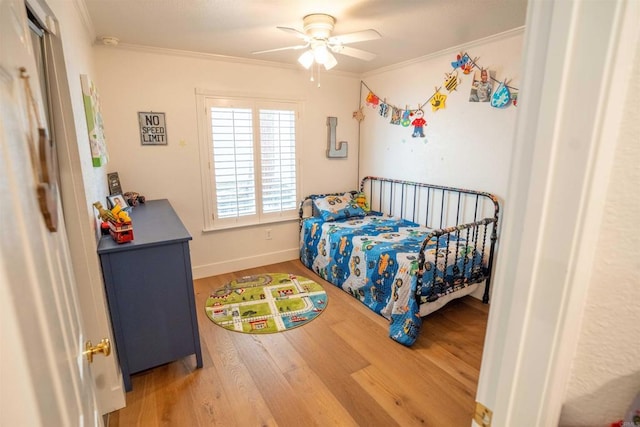39668 Roripaugh Rd, Temecula, CA 92591 - bedroom featuring crown molding, wood finished floors, and ceiling fan