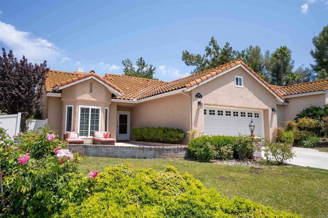 39668 Roripaugh Rd, Temecula, CA 92591 - mediterranean / spanish home featuring an attached garage, stucco siding, a tile roof, and driveway