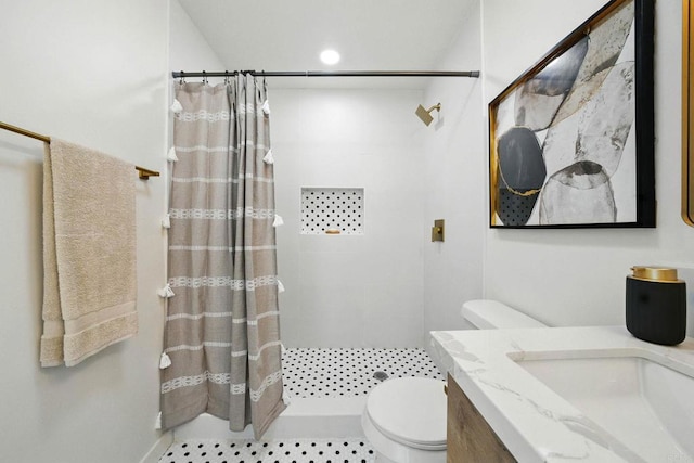 640 Pyramid St, San Diego, CA 92114 - full bathroom featuring a tile shower, vanity, and tile patterned flooring