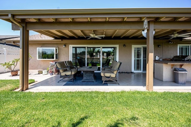 1926 Pamela Ln, Escondido, CA 92026 - view of patio featuring a ceiling fan and an outdoor kitchen