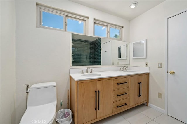 823 Daffodil, Riverside, CA 92507 - bathroom with double vanity, tile patterned flooring, and tiled shower