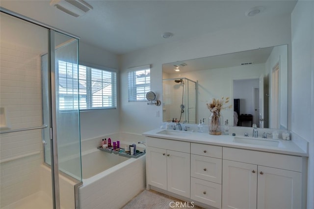 15147 Ridge Ln Unit 5, Fontana, CA 92336 - full bath with a stall shower, a bath, and double vanity