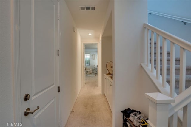 15147 Ridge Ln Unit 5, Fontana, CA 92336 - corridor featuring light colored carpet, recessed lighting, and stairs