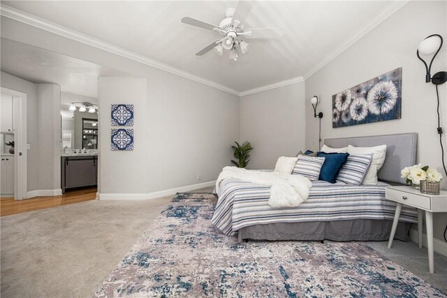 24343 Landover Rd Unit 139, Laguna Hills, CA 92653 - carpeted bedroom featuring ornamental molding and ceiling fan
