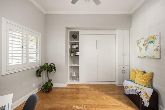 24343 Landover Rd Unit 139, Laguna Hills, CA 92653 - living area featuring wood finished floors, crown molding, and a ceiling fan