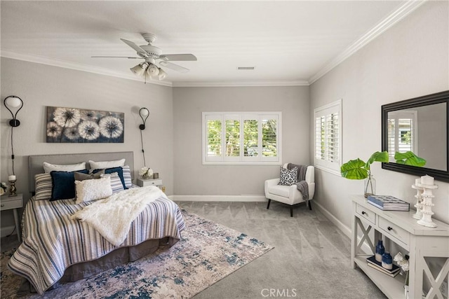 24343 Landover Rd Unit 139, Laguna Hills, CA 92653 - carpeted bedroom featuring multiple windows, ornamental molding, and a ceiling fan