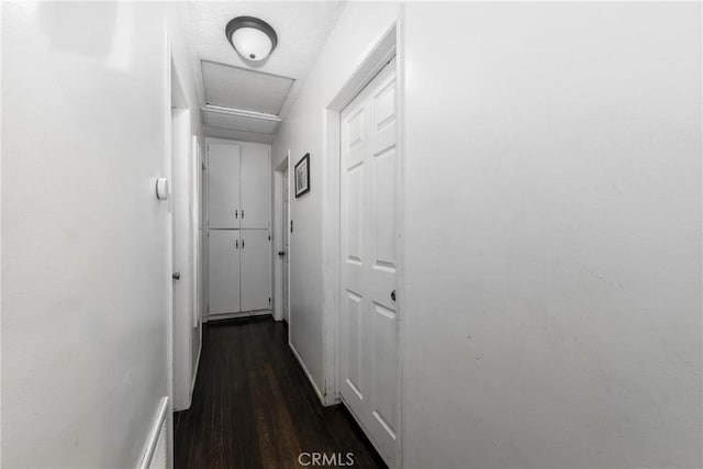 5082 La Madera Ave, El Monte, CA 91732 - corridor featuring attic access and dark wood-type flooring