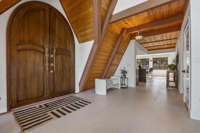 602 Sereno View Rd, Encinitas, CA 92024 - entrance foyer with wood ceiling and baseboards