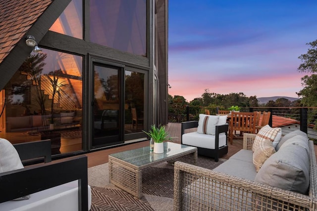602 Sereno View Rd, Encinitas, CA 92024 - patio terrace at dusk featuring outdoor lounge area