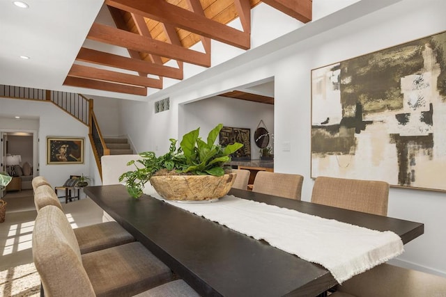 602 Sereno View Rd, Encinitas, CA 92024 - dining room with stairway and recessed lighting