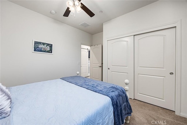 14217 Pemberley Passage Ave, Bakersfield, CA 93311 - bedroom with carpet, a closet, and a ceiling fan