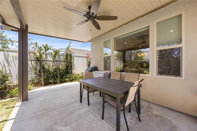 14217 Pemberley Passage Ave, Bakersfield, CA 93311 - view of patio / terrace with ceiling fan and outdoor dining space